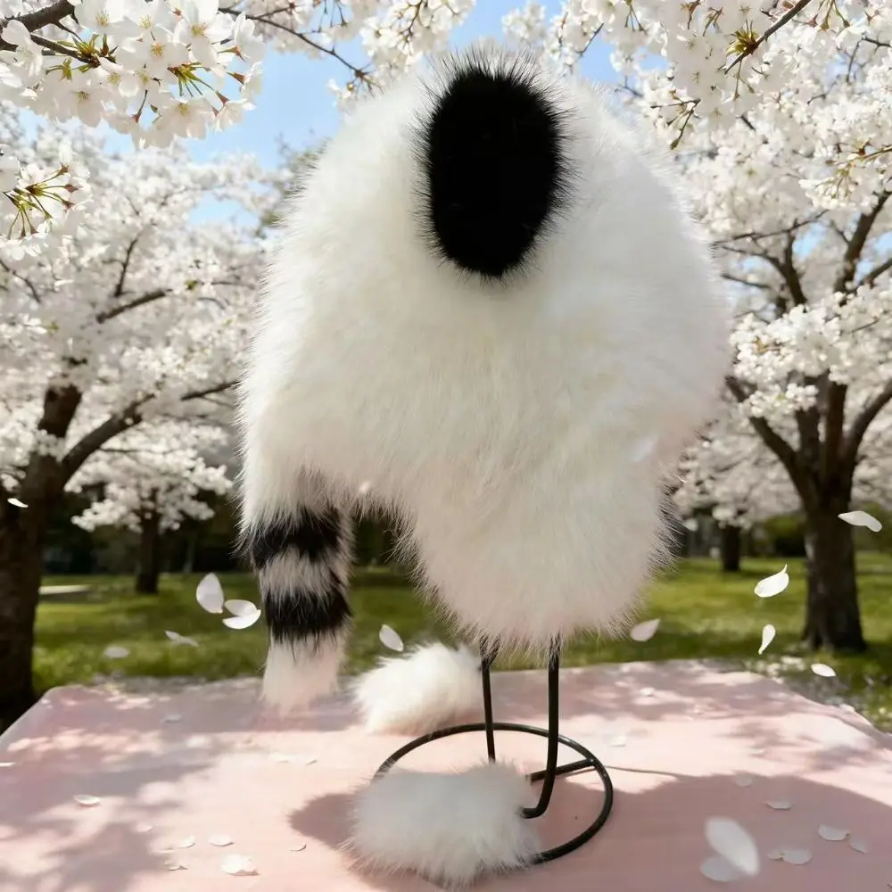 Cute Polyester Ear Flap Hat 54cm-56cm/60cm /Adults Raccoon Tail Hat Windproof Cold Proof Hat For