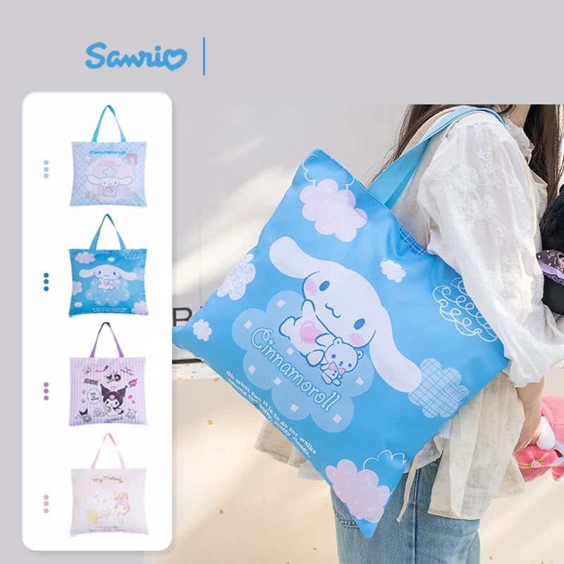 Sanrios Canvas Bag Cinnamoroll Cartoon Kuromi Student Girl Anime Figure Kawaii Cartoon One Shoulder Cosmetic Storage Bag