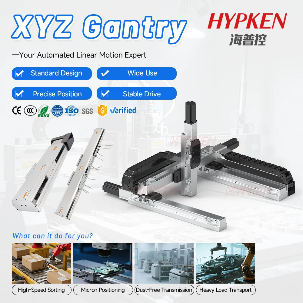 50-1000mm  3-axis Gantry Robot  Linear Module Actuator Motorized Linear Stage Table Slide Motion System Bearing Engine