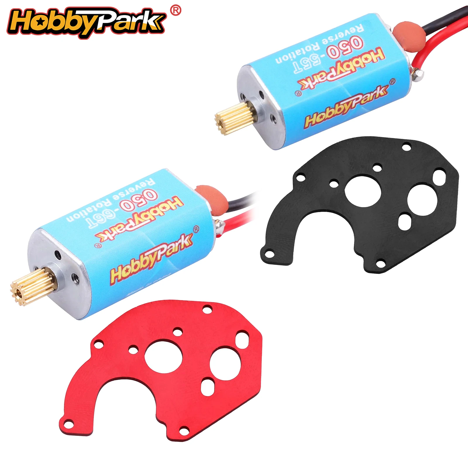 HobbyPark Upgrade Bürstenmotor 050 55T mit Halterung & Ritzel für Axial SCX24 1/24 Gladiator C10 JLU Deadbolt B-17