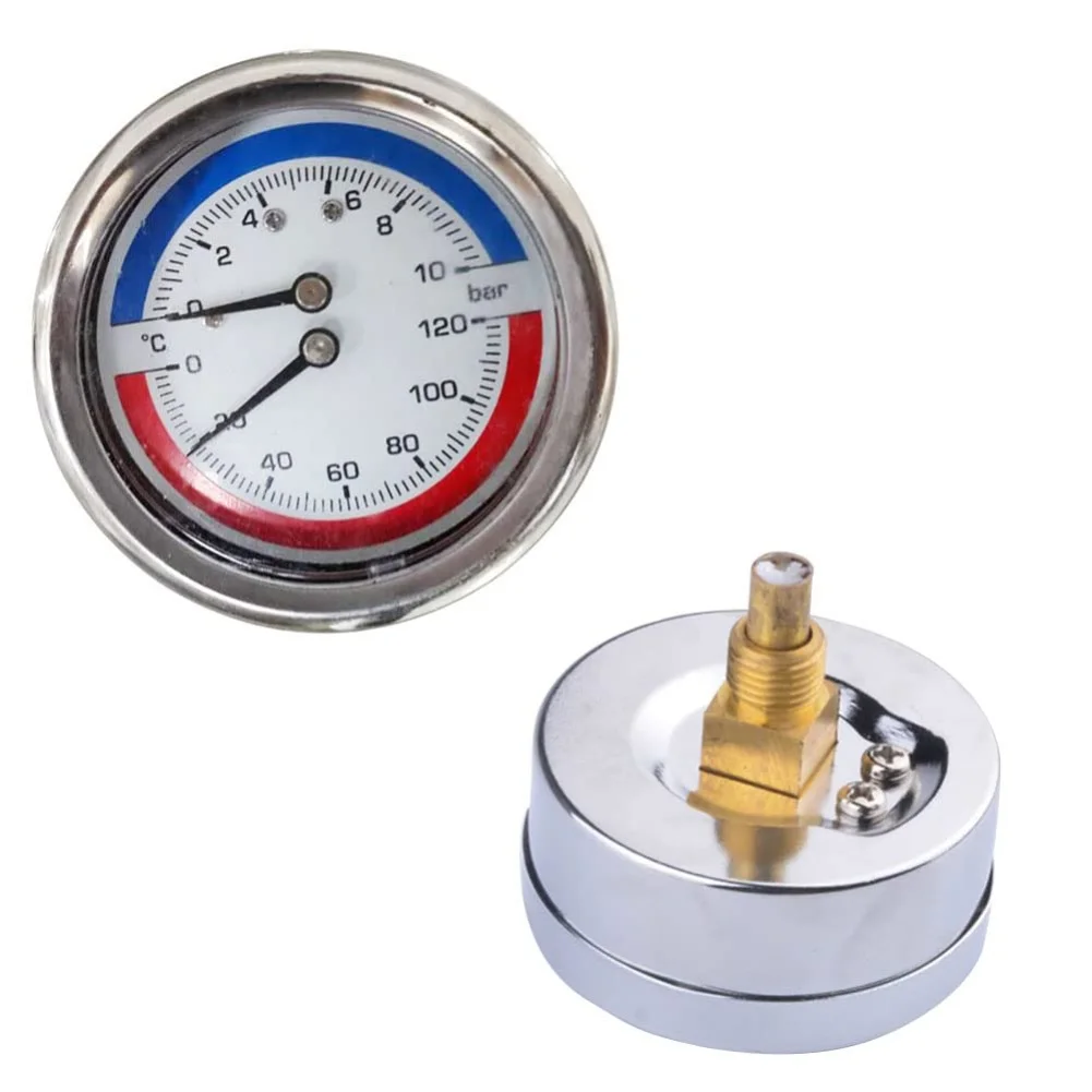 

Манометр температуры Манометр котла 0-120 ℃ Для подогрева пола, манометр температуры и давления, подогрева пола