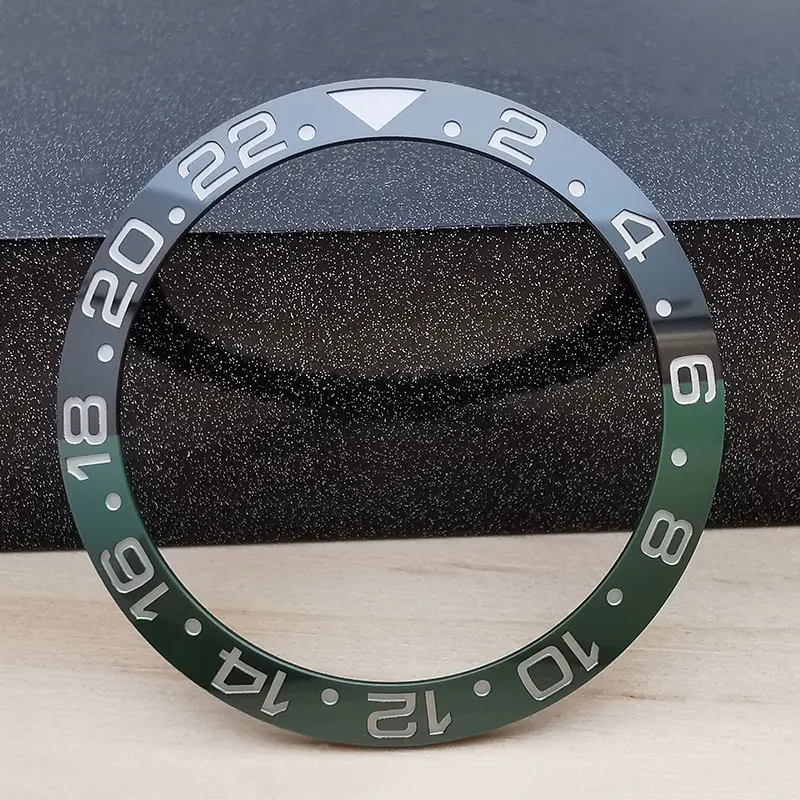 

High Quality Black Green Ceramic Watch Bezel For GMT 126720VTNR, Watch Parts