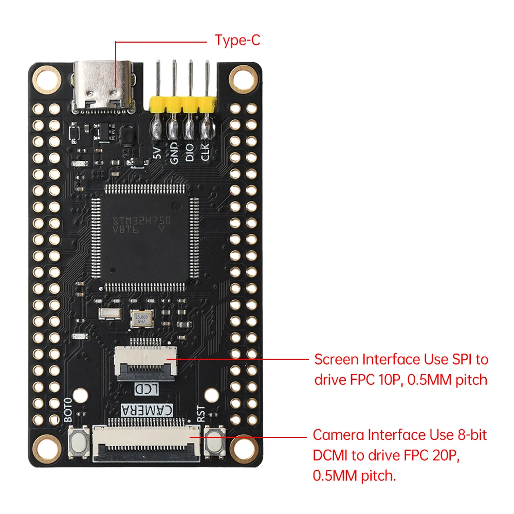 STM32H750VBT6 STM32H750 Development Board STM32 System Board M7 Core Board Type-C Interface With Pin Header
