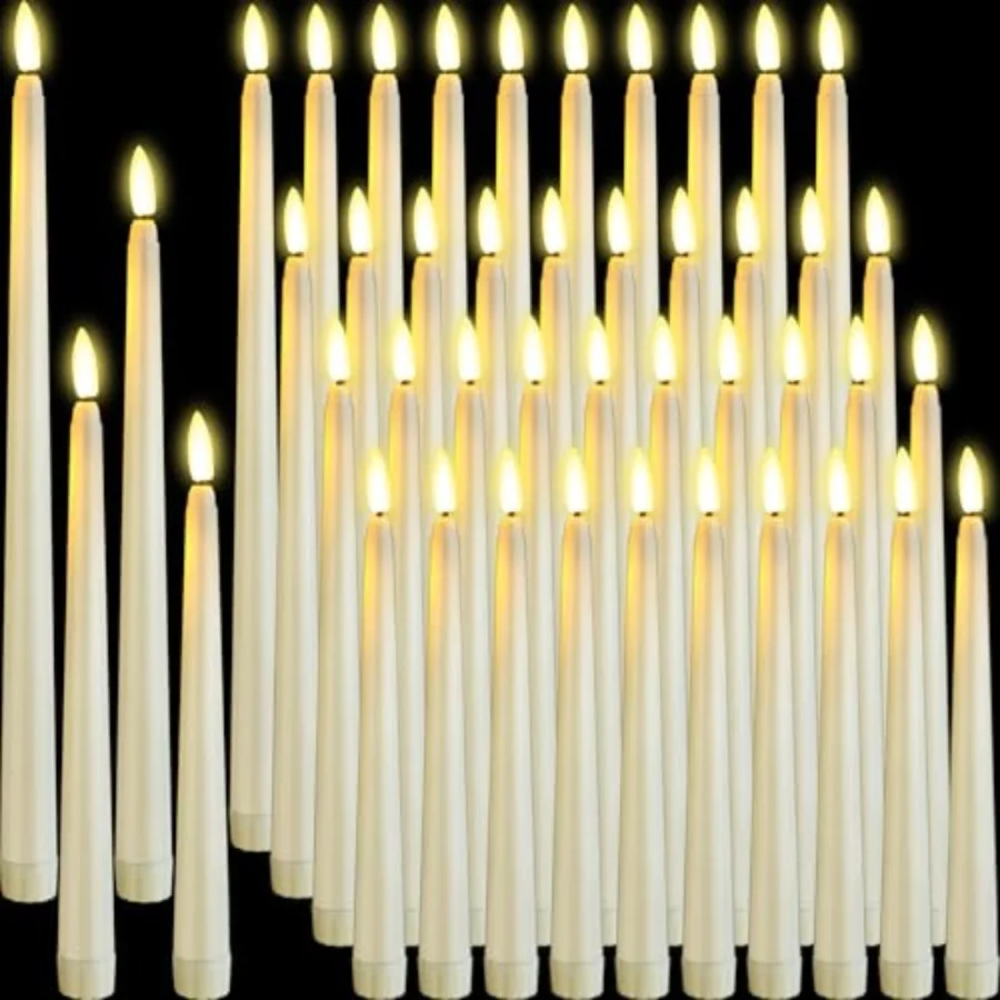 

48 Pcs Flameless LED Taper Candles Battery Operated Candles 4 Sizes of 8.5'', 9.65'', 10.83'', 12.8'' Flameless Candlesticks Fl