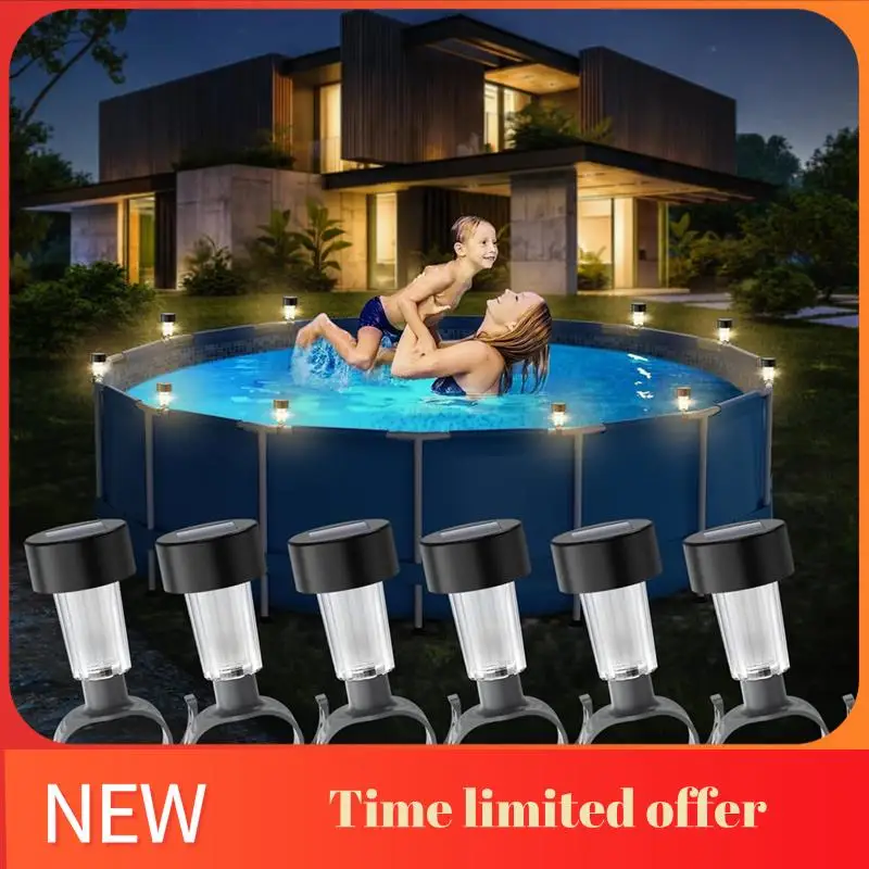 ABHU 6-пакет солнечных светильников для бассейна в рамке надземных бассейнов, аксессуары для украшения забора для открытого бассейна, водонепроницаемые