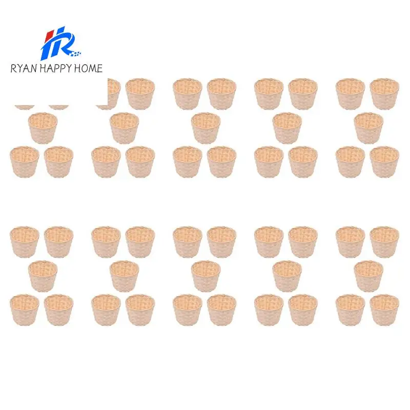 

50PCS Mini Woven Baskets Without Handles For Party Favors Crafts Decor Suitable For Various Occasions(7.5X6cm)