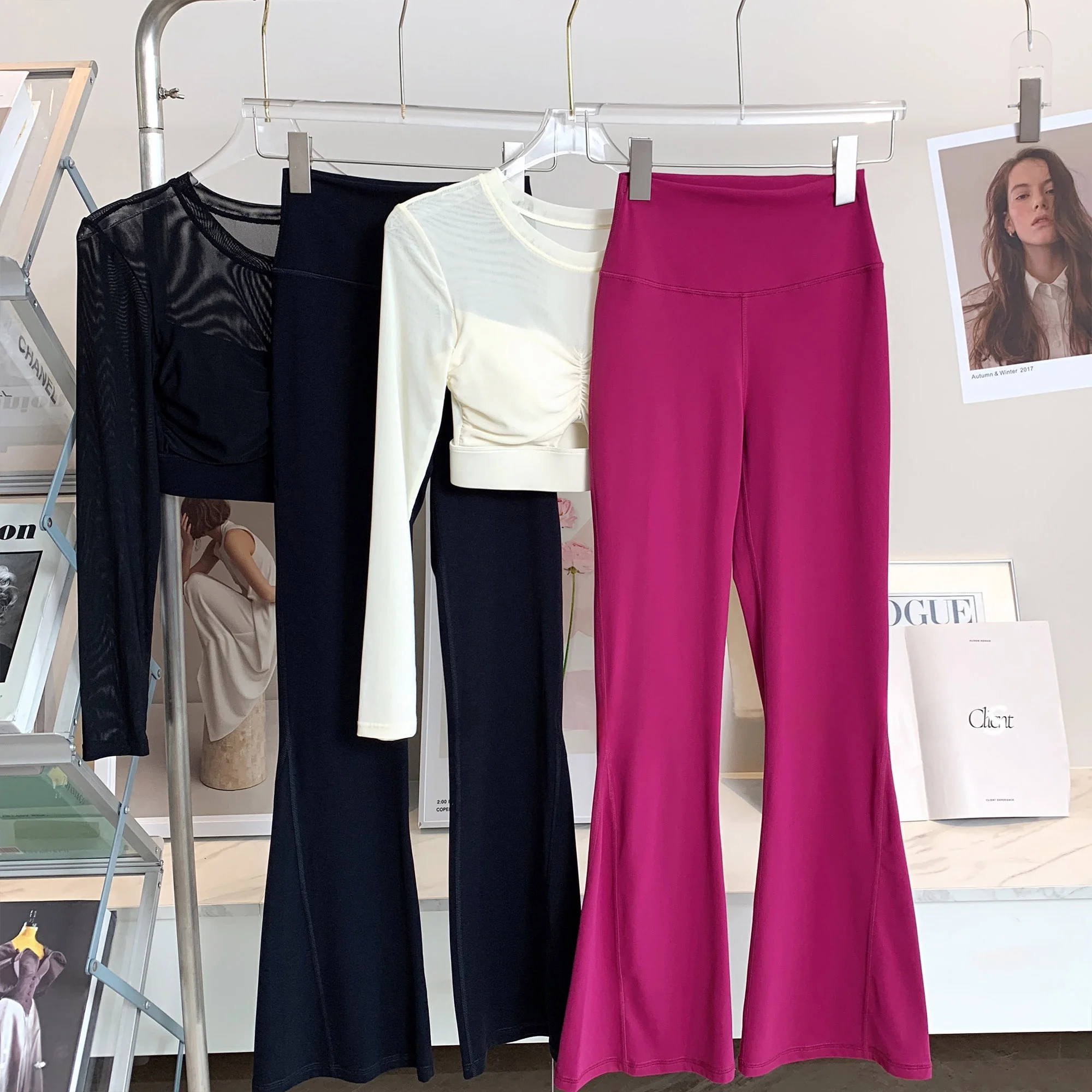 Hochgeschnittene Slim-Fit Yoga-Hose Fitnesshose Lange Hose Enge Yoga-Hose Pfirsichfarbene Leggings Übergröße Damenhose