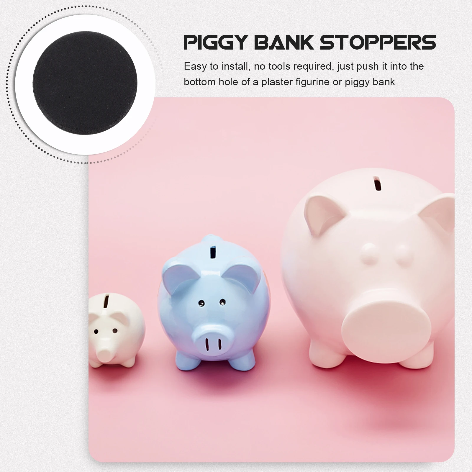 

20 Pcs Plastic Stoppers Hole Covers Piggy Bank Stopper Lightweight Reusable Easy Install Black Plugs Storage Boxes