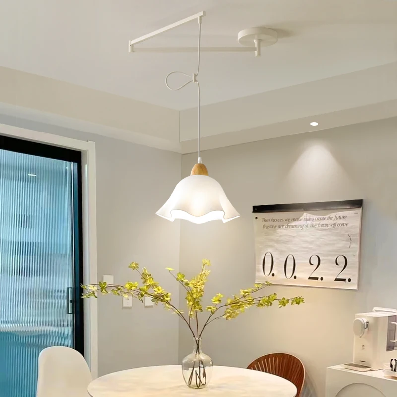 Modern Rocking Arm Pendant Lamp Above the Dining Table White Black Orange LED E27 Movable Chandelier Light for Bar Living Room