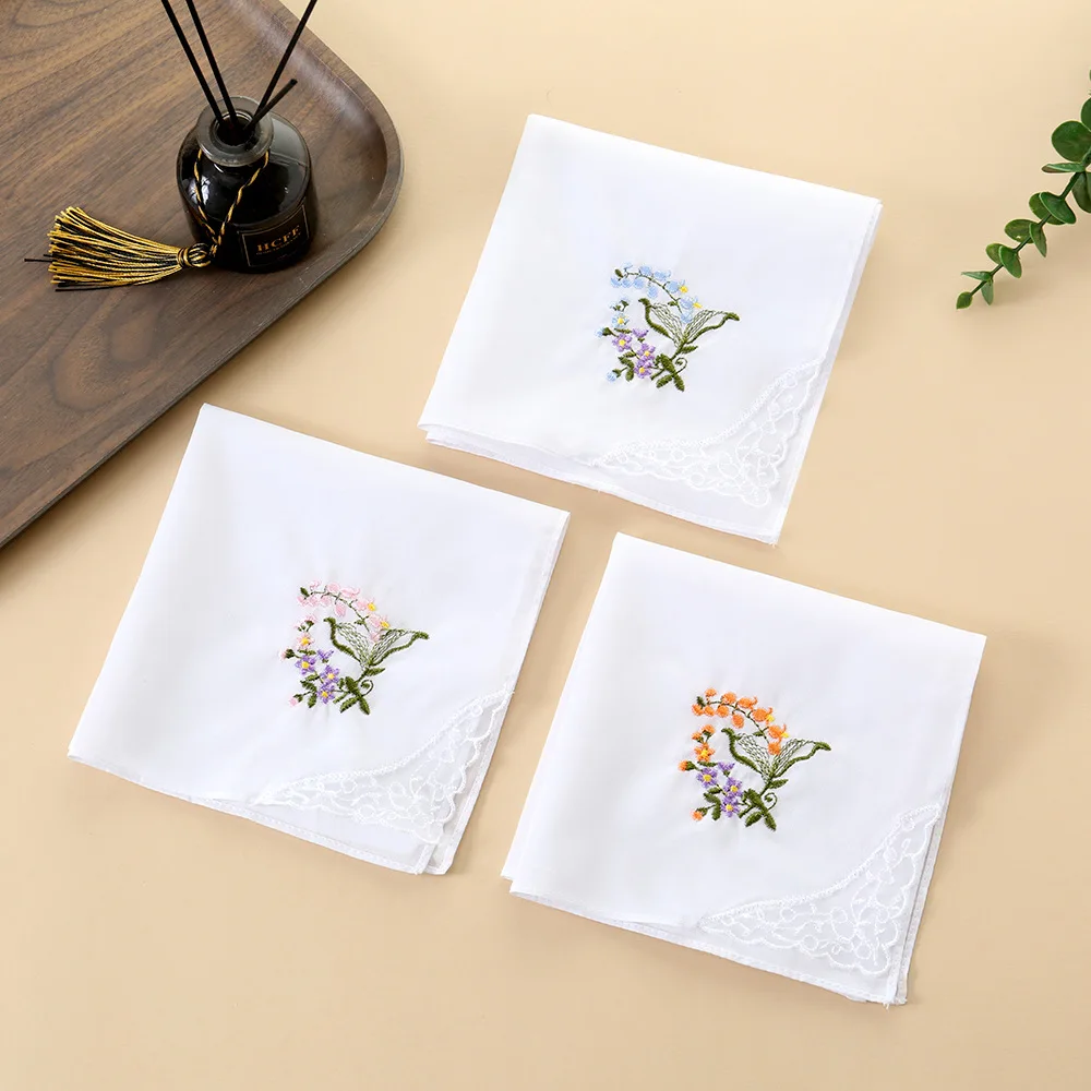 6Pcs Soft Pure Combed Cotton Handkerchiefs, Elegant