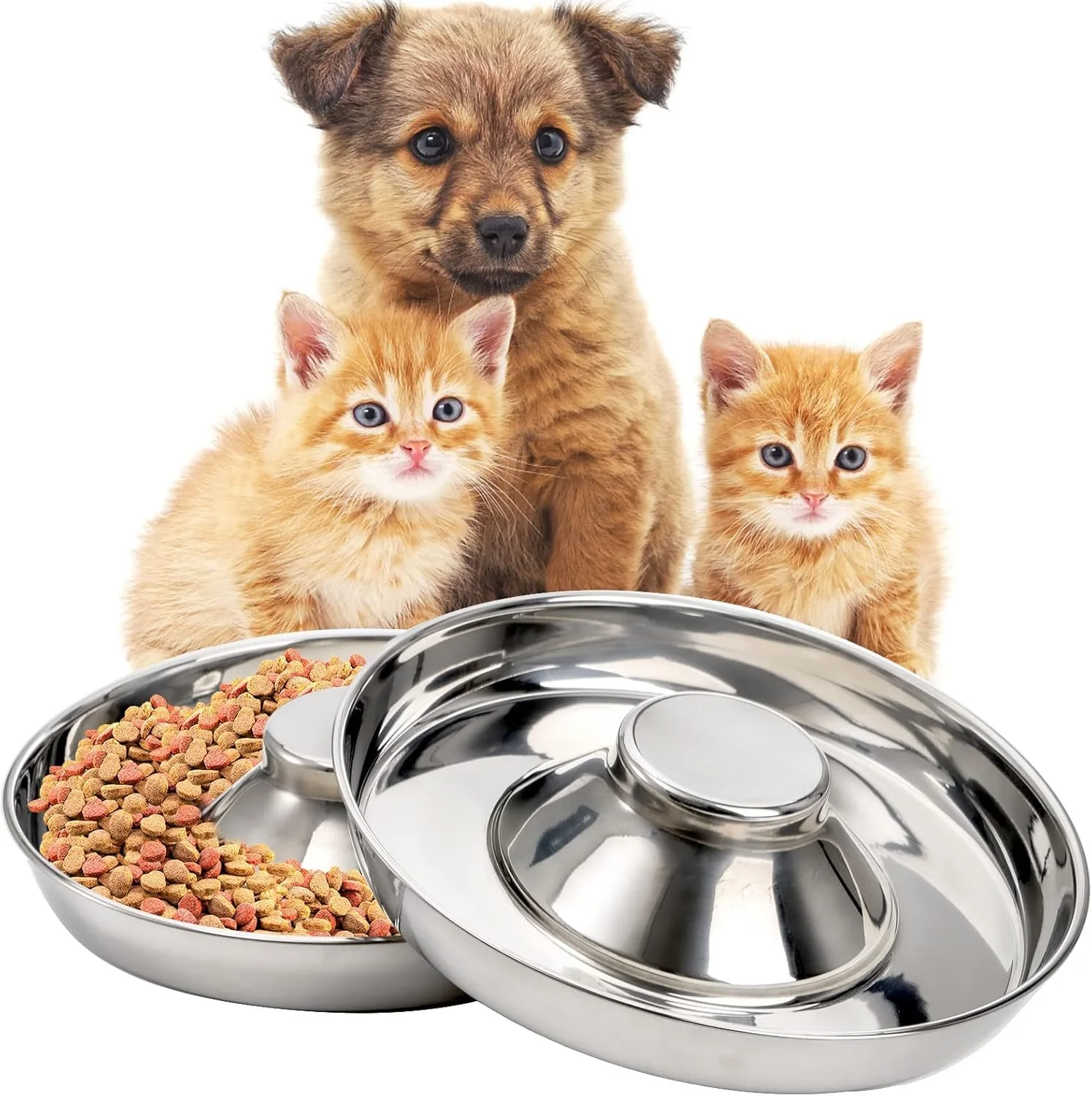 

Stainless Steel Dog Slow Feeder Bowl Puppy Litter Food Feeding Dish Weaning Water Bowl Pets Feeder Bowl and Water