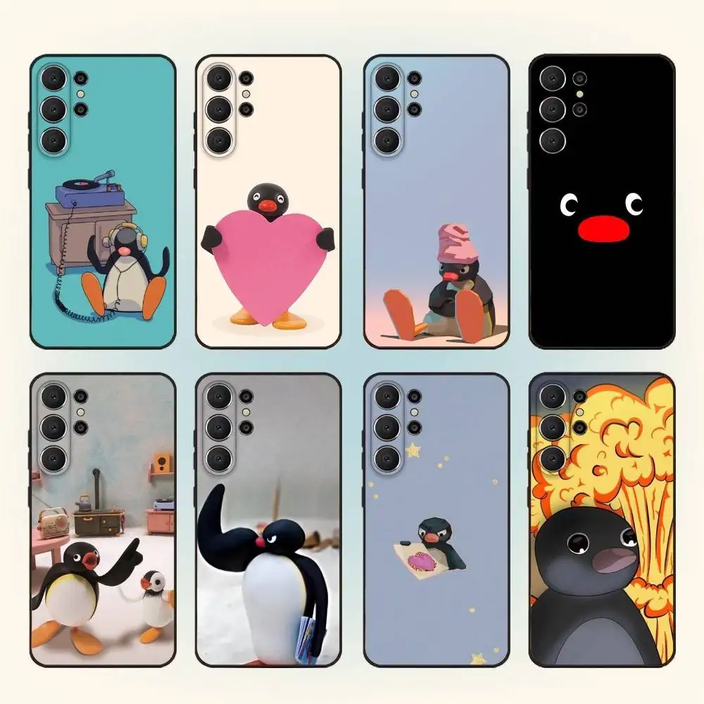 

Happy little black penguin Phone Case For Samsung S25,24,23,22,30,21,10,9,Ultra,Plus,Lite,FE Soft Black Case