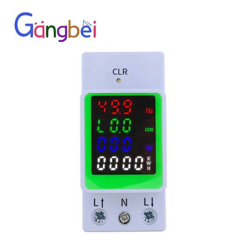 GBDQA 100A AC80-270V Voltage Current KWH Electric energy monitor meter VOLT AMP voltmeter ammeter Wattmeter din rail