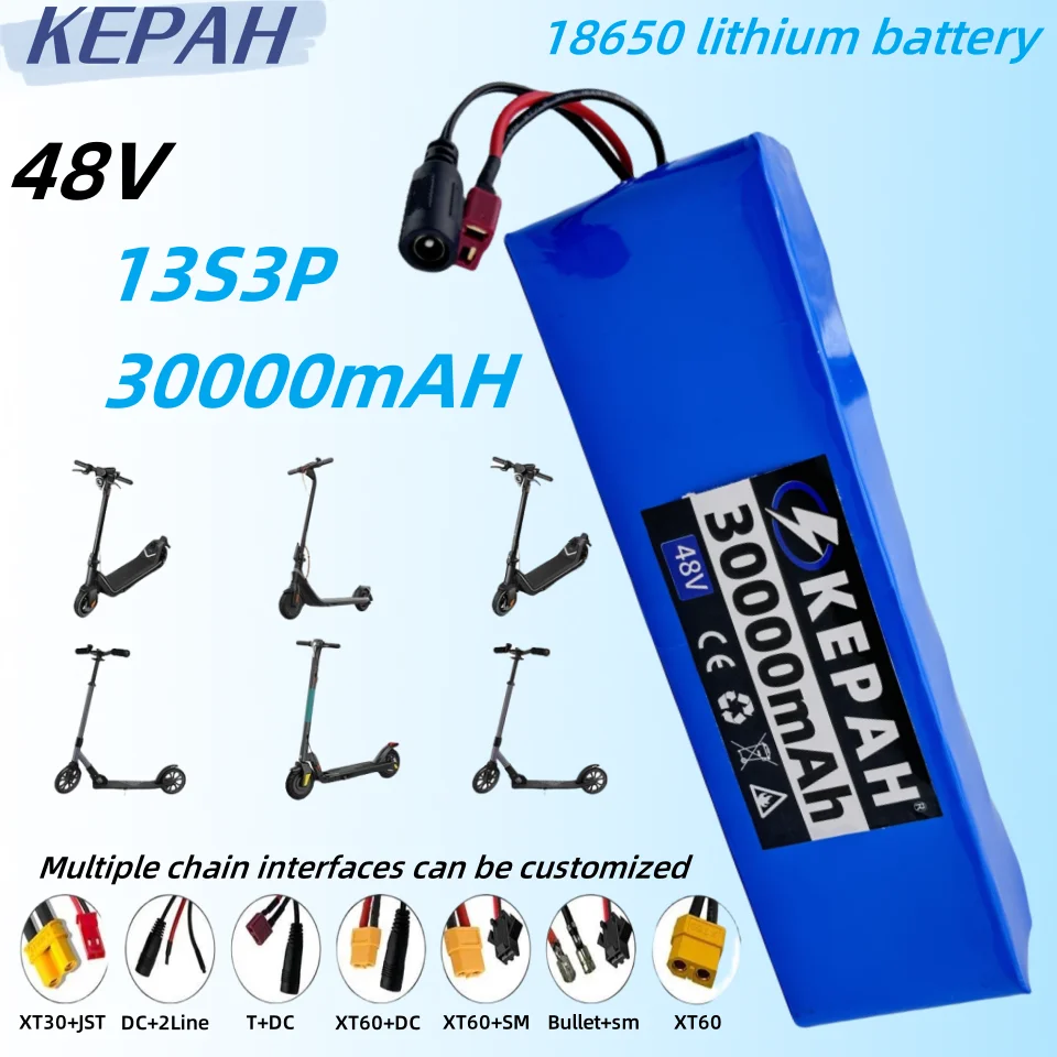 

Brand New 13S3P 48V 30000mAh 18650 Lithium Battery Pack + Built-in BMS 500-1000W Electric Bicycle Battery