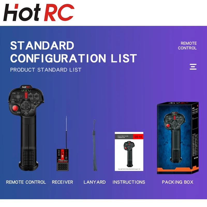 NEW HotRC DS-4A 2.4G 4 Channel Single Hand RC Radio Transmitter with 4CH Receiver for RC Car Boat Drone