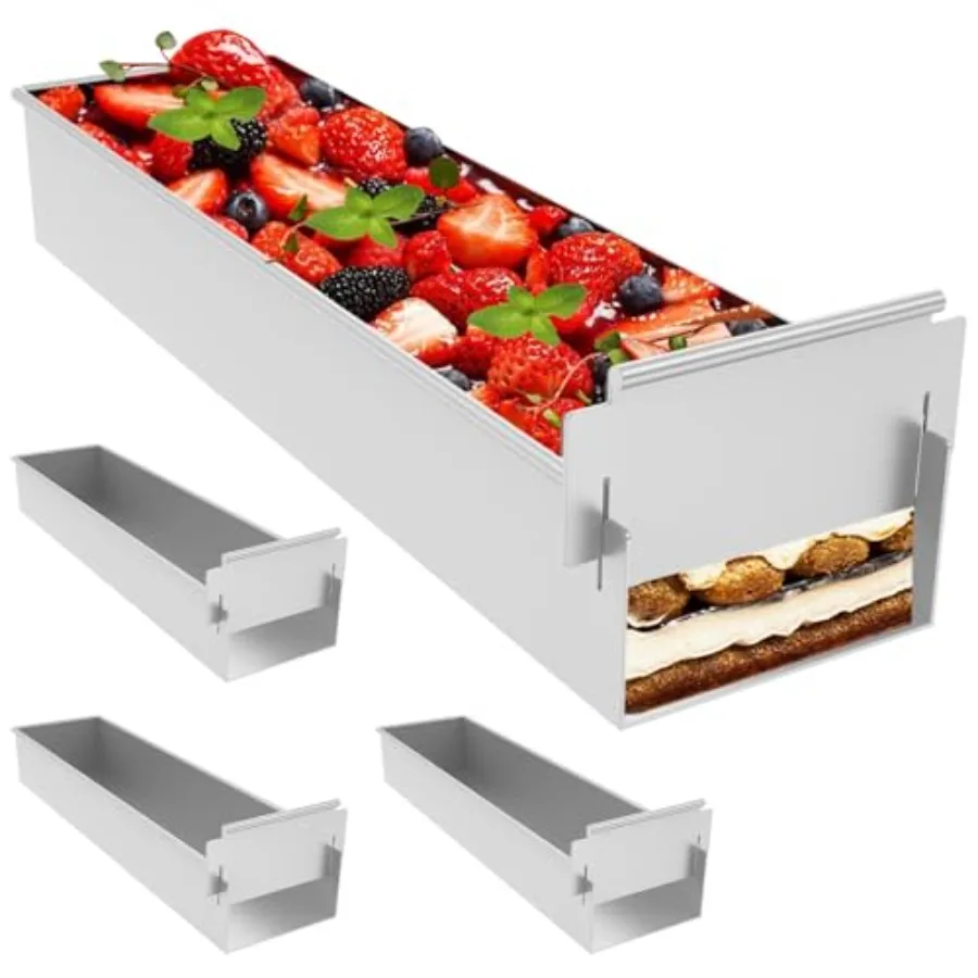 

4 упаковки форм для торта Tiramisu с длинным отверстием, форма для торта из сплава с удалением лотков Tiramisu для Recle для Tiramisu Ceecake Mous 4