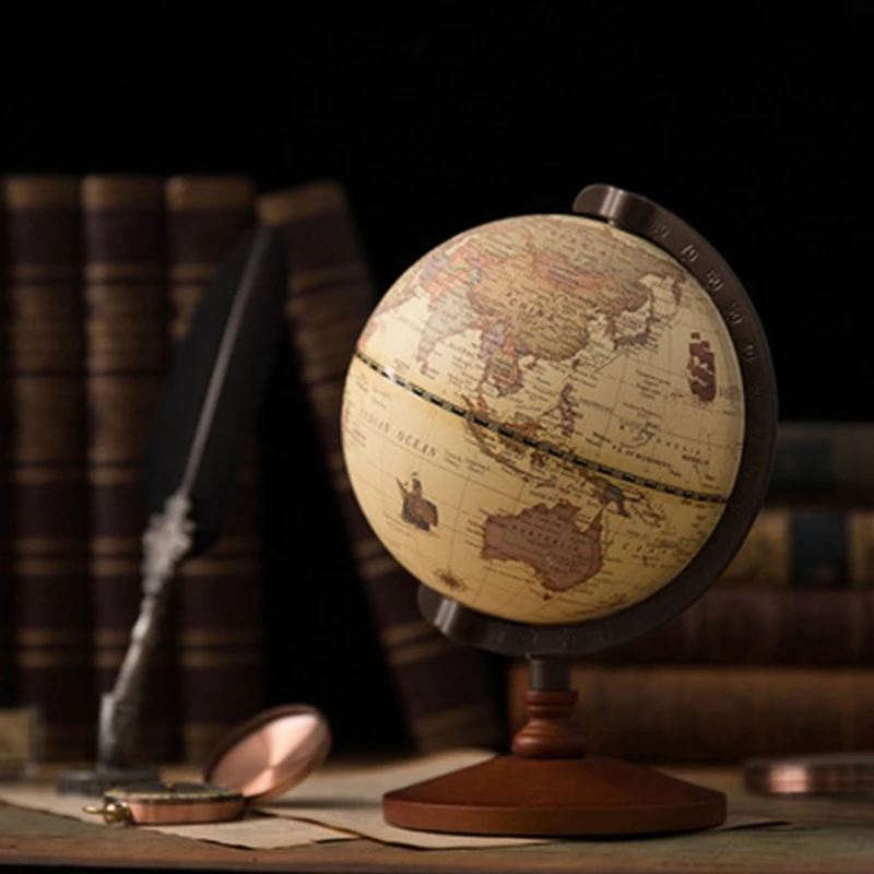 Wooden World Globe With Stand Home Decoration School Education Supplies For Student  Vintage Earth Map Terrestre Globes 22CM