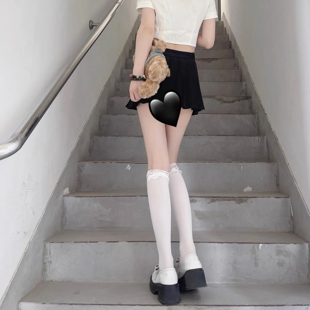 Fashionable Sexy Lolita JK Stockings Ultra Sweet Thin Knee Lenth Lovely Socks White Black With Kawaii Bownot Lace Women Girls