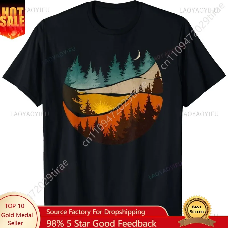 Trees Nature Mountains Adventure Outdoor Wildlife Forest T-Shirt Graphic T Shirts Print on Demand Camisas Streetwear