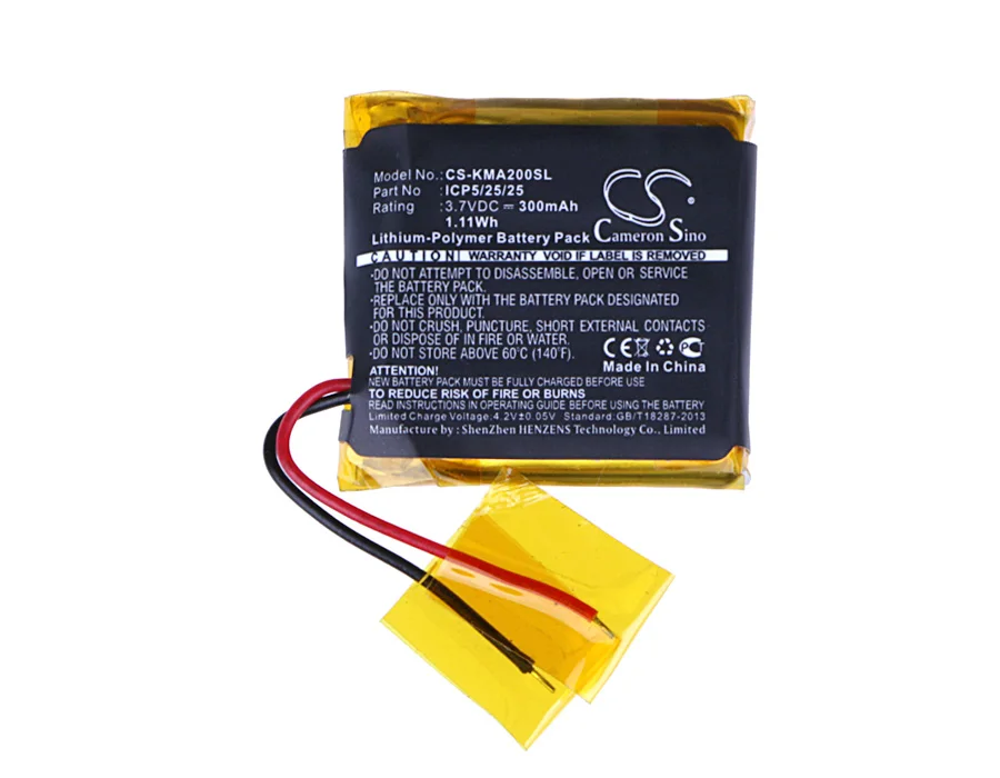 

GreenBatteryPower CameronSino 300mAh 3.7V 1.11Wh Wireless Headset Li-Polymer Battery for ROCKETFISH RF-MAB2,RF-MAB2-T,ICP5/25/25