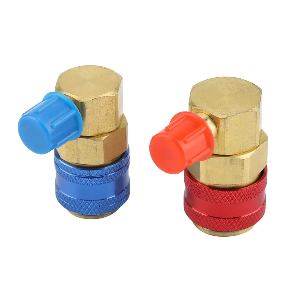1/4 Inch AC Quick Coupler SAE Male Flare All Copper Manifold Gauge Coupler 90 Degree Angled Adjustable