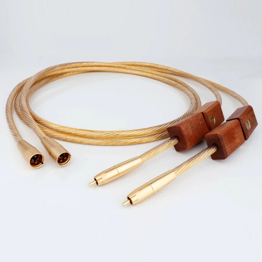 Пара золотых аудиокабелей RCA HIFI XLR «папа-мама» Lin, более высокие эталонные соединения, аудиофильские для усилителя компакт-диска