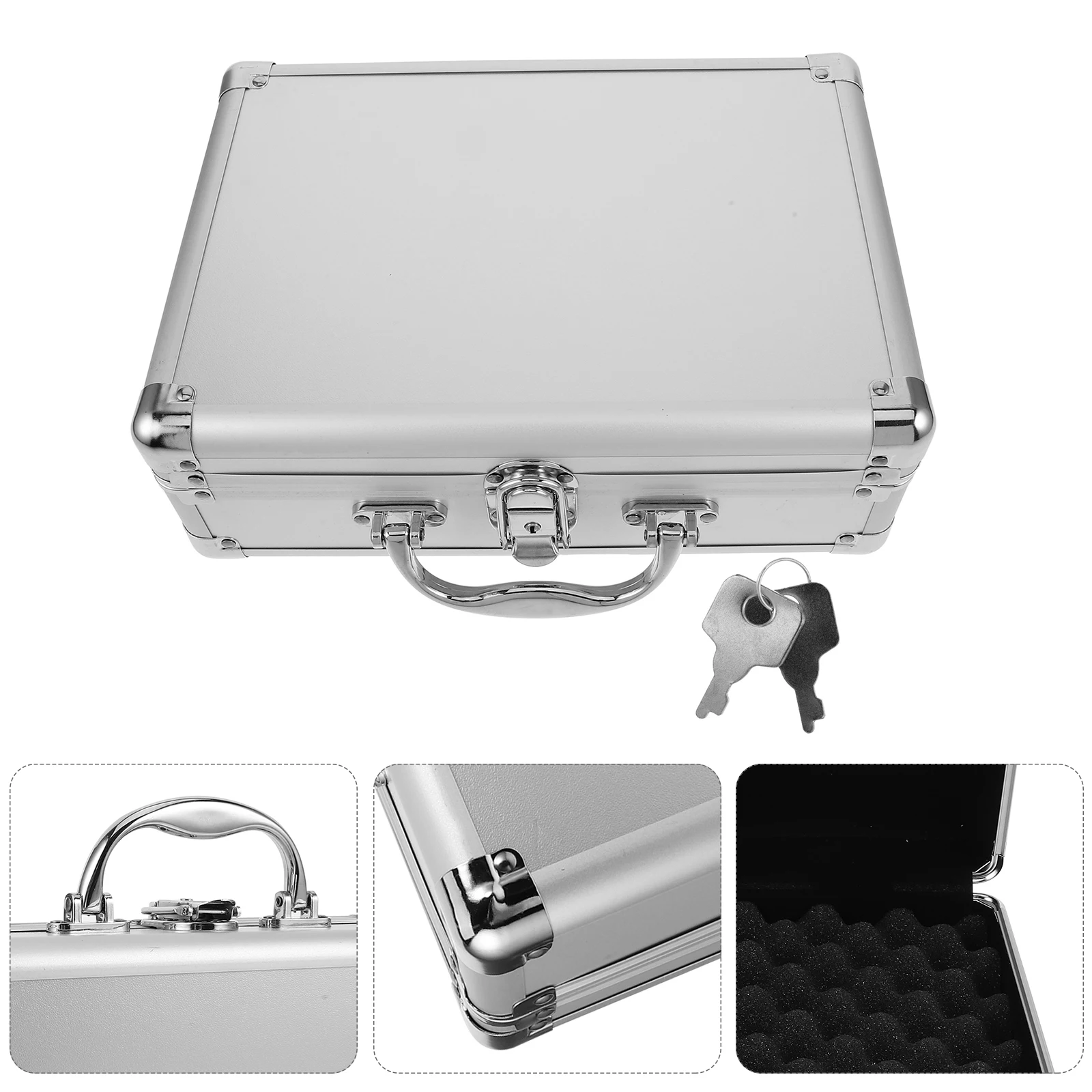 

Multifunctional Aluminum Alloy Storage Box Key Lock Durable Portable Metal Tool Case Hardware Electronics Camera Gear Organizer