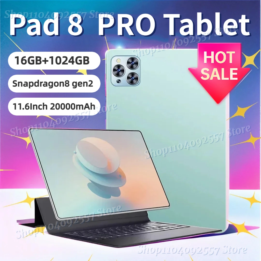 2024 Original Pad 8 Pro Tablet 11.6 inch Android 14 Global Snapdragon8gen2 16GB+1024GB 20000mah 5G Dual SIM WIFI  HD Full Screen