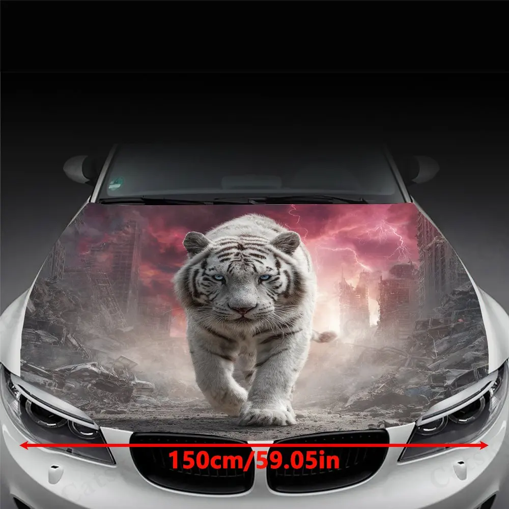 Doomsday White Tiger Car Film,PVC Waterproof Car Hood Sticker,self-adhesive Scratch Resistant Sticker,suitable For Trucks,cars,a