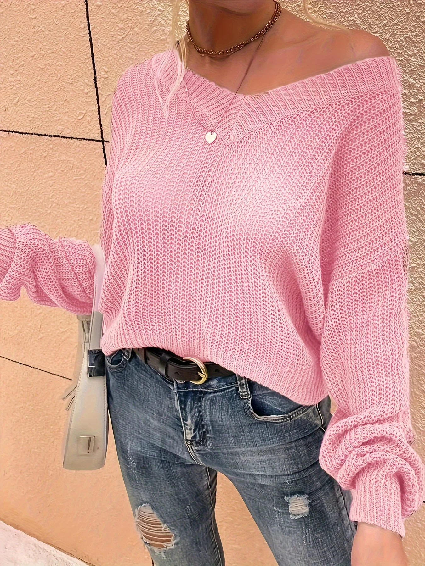 سترة نسائية كبيرة محبوكة كاجوال مريحة كبيرة الحجم سترة تريكو عصرية فضفاضة