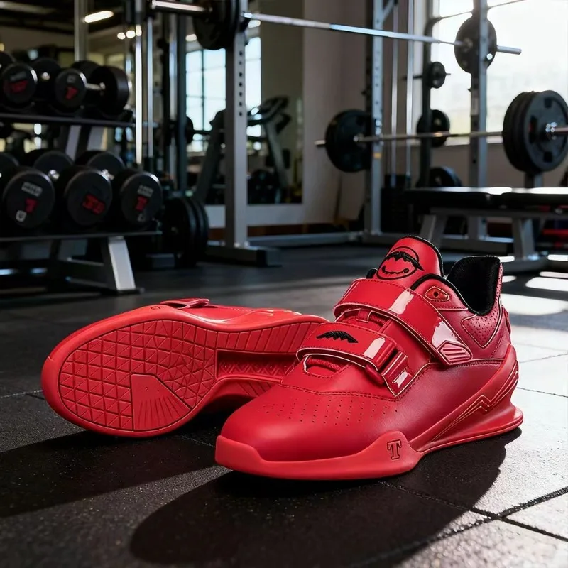 Super Cool Weight Lifting Sneaker Men Big Size 47 Squatting Shoes Men Anti-Slip Squat Hard Pull Shoes Hook & Loop Sport Shoe Man