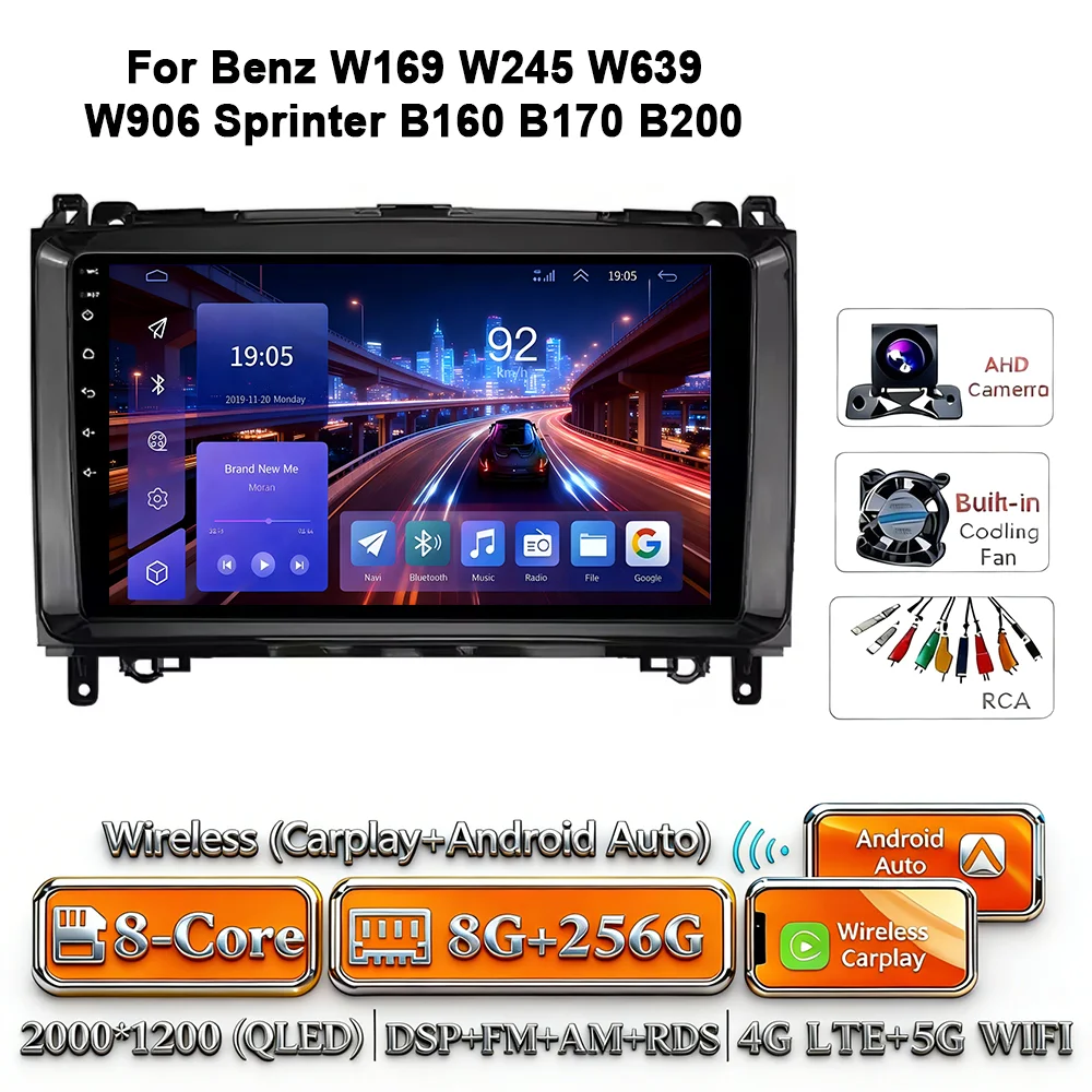 Android 17 autoradio 4G WIFI Carplay voor Mercedes-Benz W169 W245 W639 2005-2012 B160 B200 TPMS DAB OBD 2 DVD GPS touchscreen