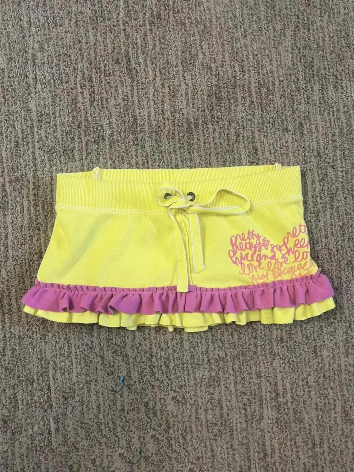 Subculture Sexy Skirts Letter Summer Shorts Skirt Slim Low-waist 2000s High Street Punk Yellow Mini Skirt Y2k Ruffle Aesthetic