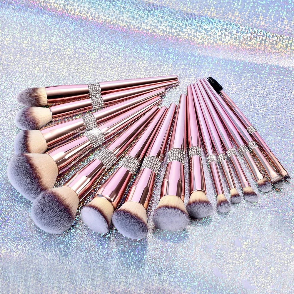 VANDER 14 Pcs Rose Gold  Makeup Brushes Set Cosmetic Powder Foundation Blush Contour Eye Shadow Liner Eyebrow Eyelash