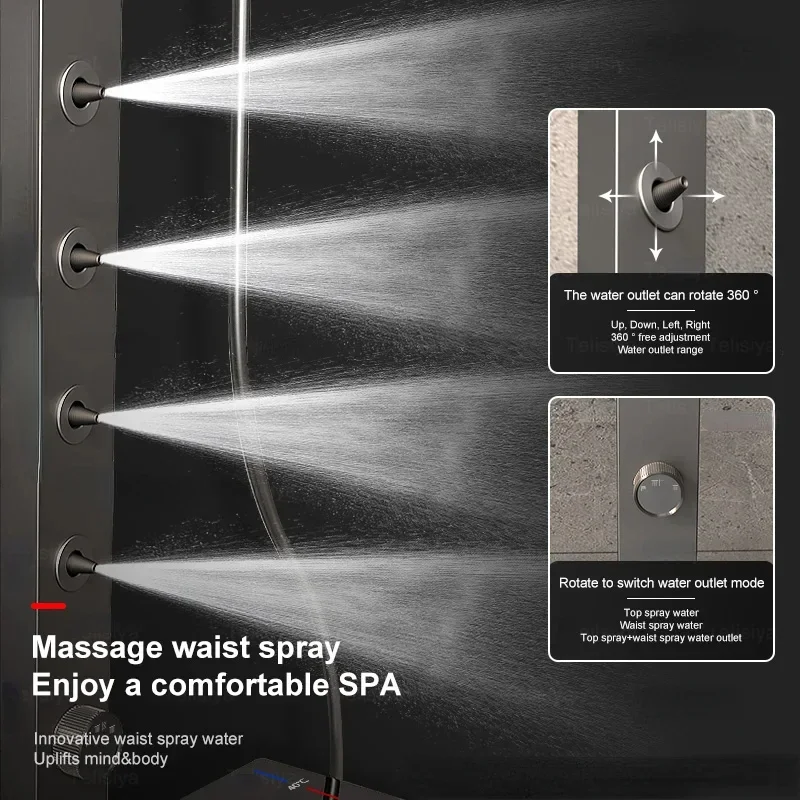 Imagem -02 - Gray Digital Display Shower Grupo Luz Ambiente do Banheiro Back Spray Torneira para Apartamento Sistema de Chuveiro Multifunções