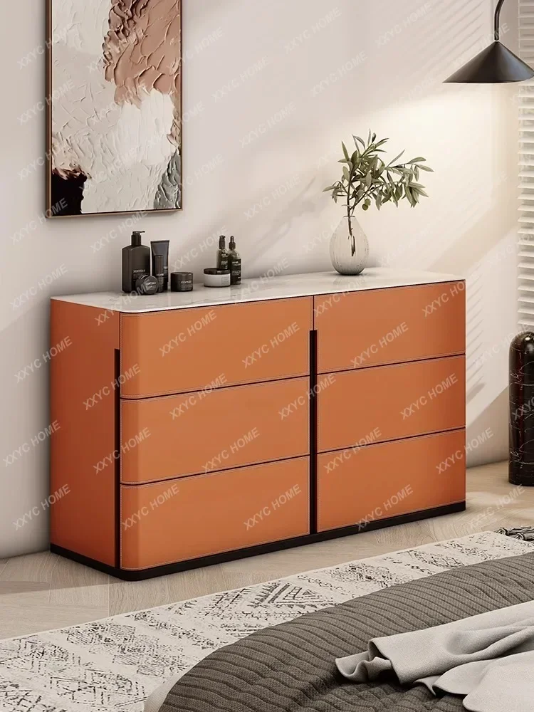 

Sideboard Cabinet Saddle Leather Entrance Cabinet Living Room Chest of Drawers against the Wall High Cabinet Bedroom