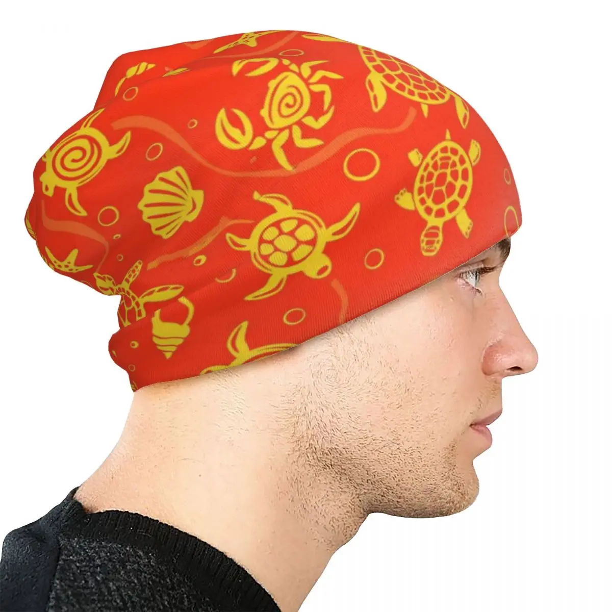 Retro Turtles Bonnet Hats Animal Pirnt Beanie Hats Printed Knit Hat Winter Y2K Cool Men Women Hippie Elastic Caps image 4