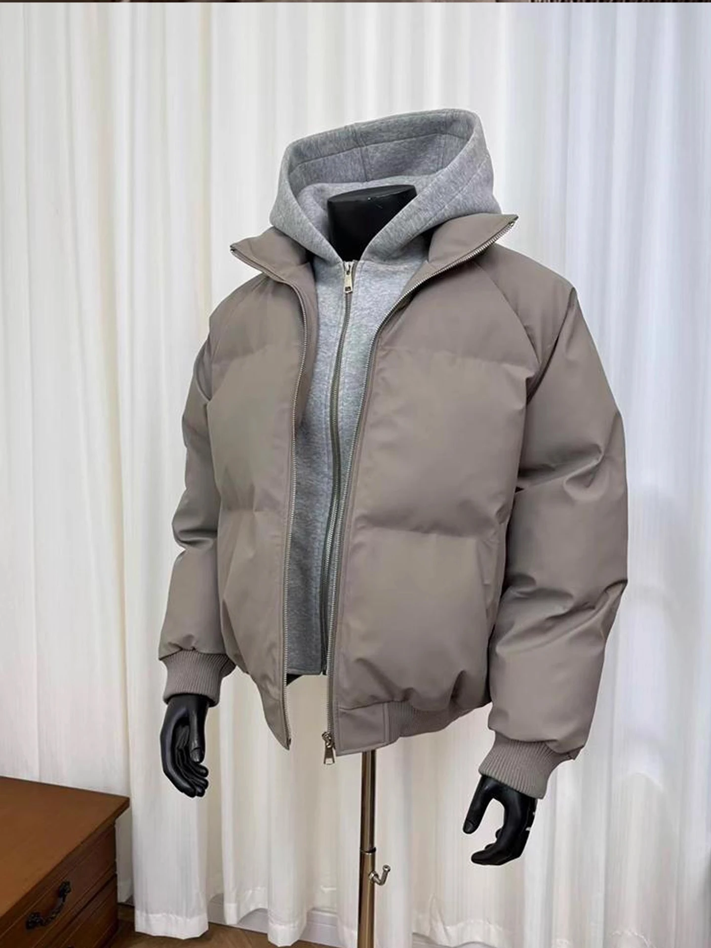 Thiened American Sle ort القطن Jaet الرجال الشتاء قبعة تدفئة بولي Leather الجلود Jaet الملابس القطنية لا مطابقة قطعتين #5