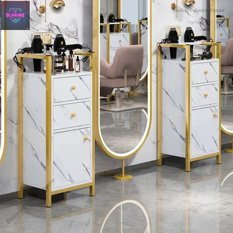 Auxiliary Cart Hairdresser Salon Gold Hairdressing Rotating Trolley Hotel Professional Bar Makeup Aesthetics Spa Furniture Metal
