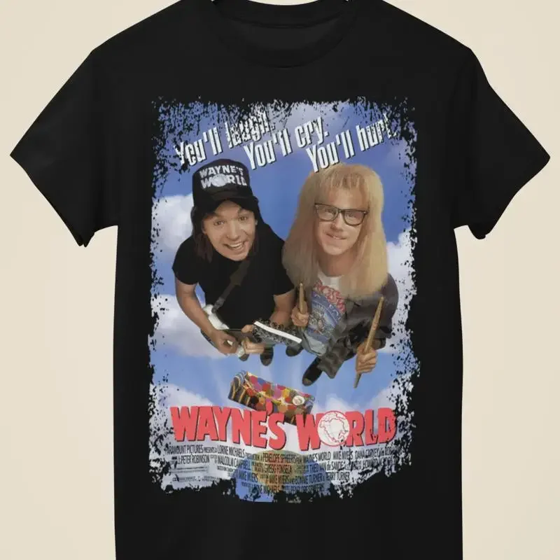 Wayne s World Movie Poster Inspired Unisex Black T Shirt