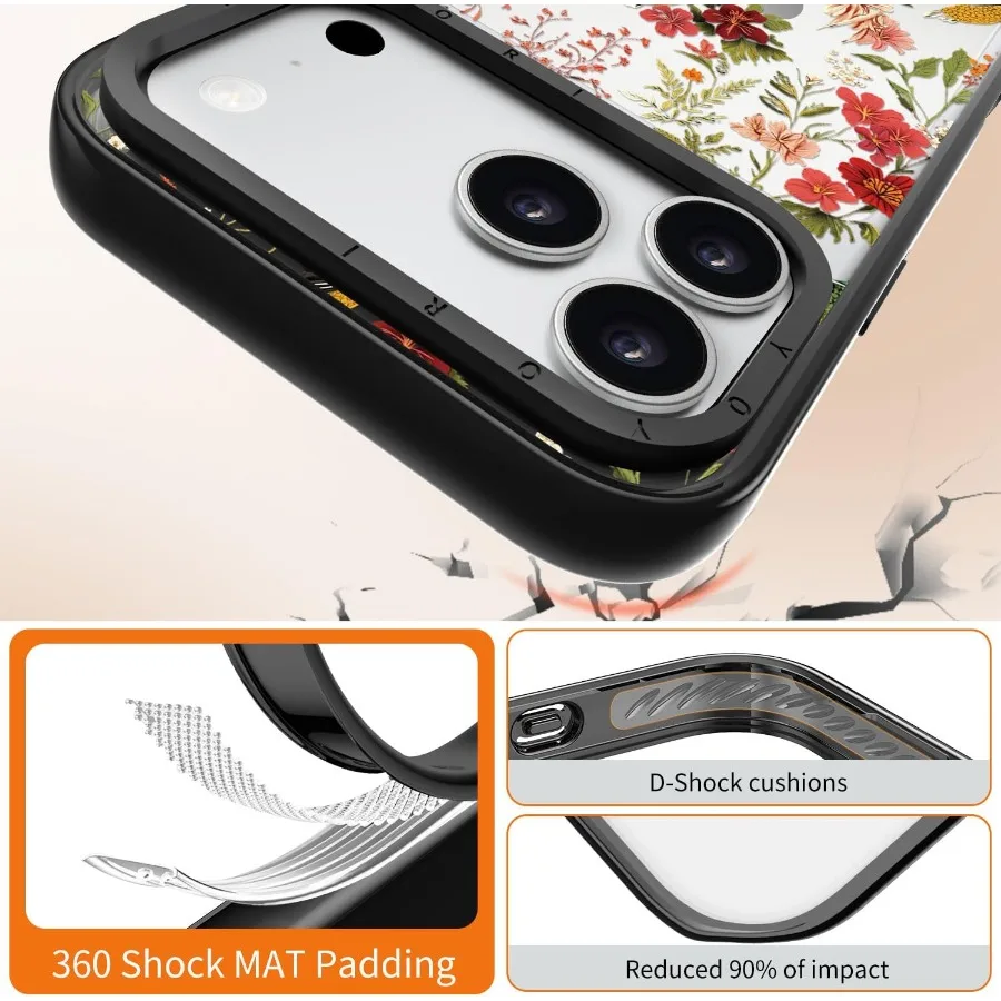 جراب iPhone 17 Pro - حماية من السقوط عسكرية بطول 6.6 قدم مع تقنية مضادة للتقشير، حافظة ممتصة للصدمات من مادة TPU باللون الأسود الشفاف تتميز #4