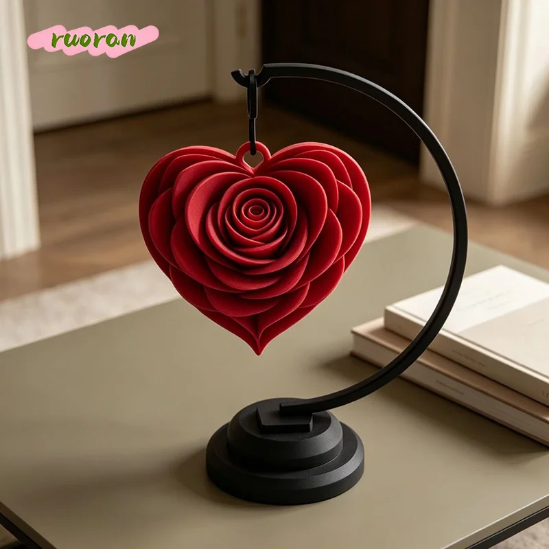 3D Printed 3D Rose Heart Shape Desktop Decor Instagram High Value Gift for Her Beautiful Home Ornament