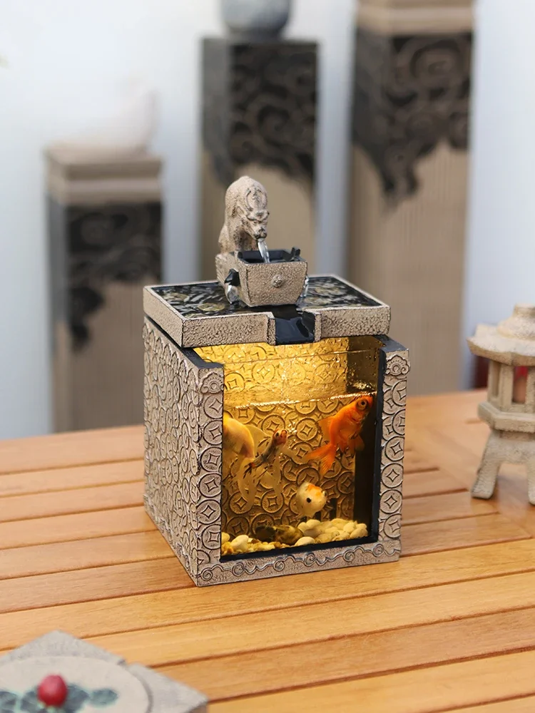 Small fish tank ornaments for attracting wealth and flowing water