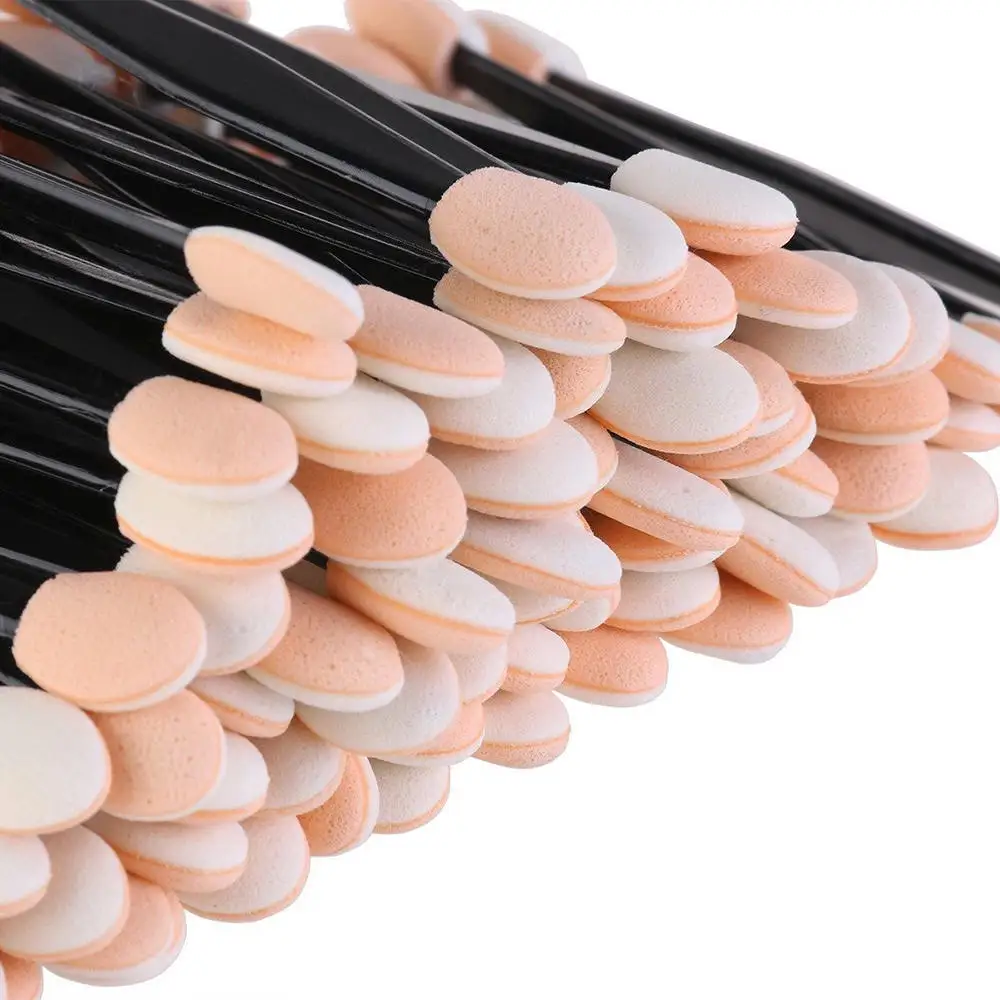 50/100pcs Double Sided Eyeshadow Applicator Mirror Chrome Pigment Sponge Stick  Nail Powder Brushes Sponge Disposable