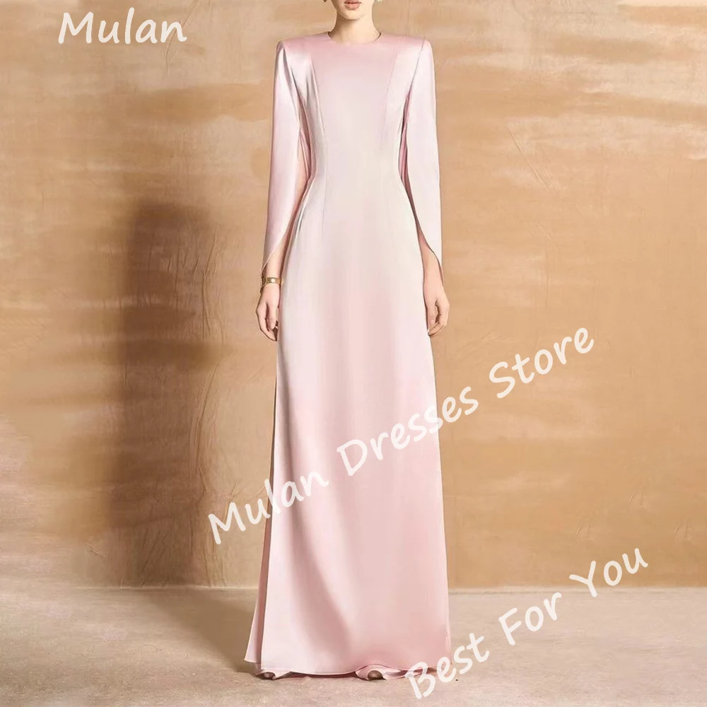 Elegant Long Evening Dresses for Women Satin O-Neck Floor-Length Mermaid Sweep Train Special Events Prom Party Wedding Dress