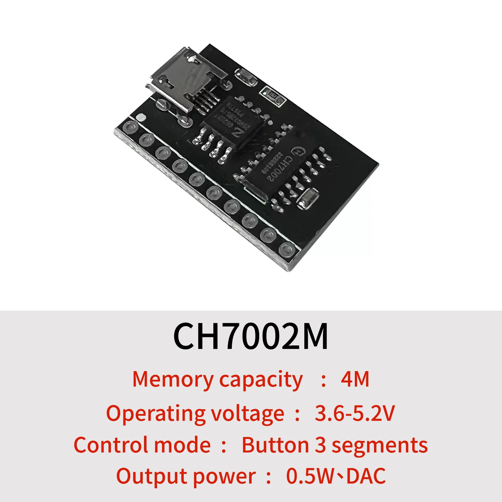 CH7002M Sound Module,Key Button & Serial Port Control Wide Voltage External Power Amplifier MP3 Voice Quality Playback Board