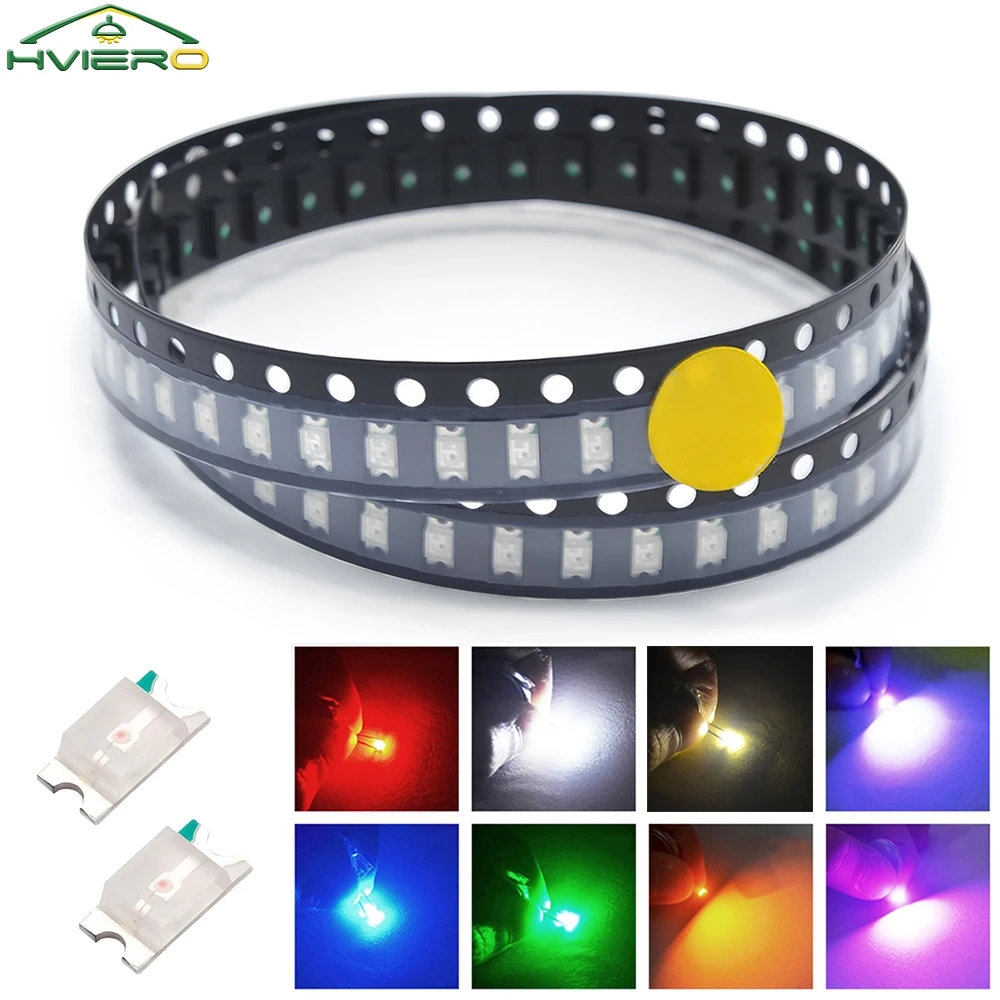 100pcs 1206 SMD SMT Lamp Super Bright Chip Light Bead LED Emitting Bulbs Diodes Module Decoration Garden Ceiling Atmosphere Neon