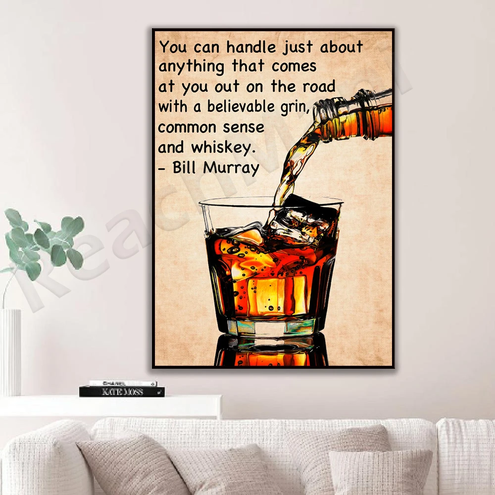 Bill Murray Quotes, Whiskey Posters, Bar Art, Basement Bar Wall Decor, Bar Posters, Cocktail Gifts