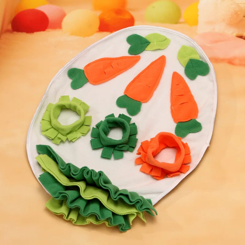 Pet Sniffing Pad Mat Round Carrot Flower Snuffle Mats Little Puzzle Treat Dispenser Bunny Rabbit Chinchillas Guinea Pig Foraging