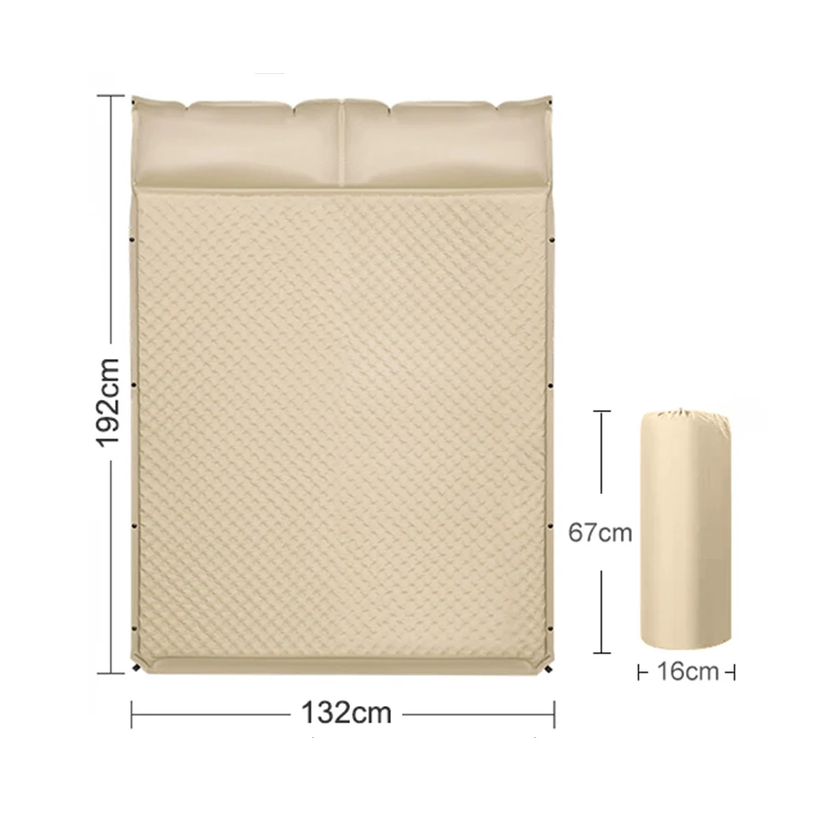 

Sponge Double Width Hiking Tent Mattress for Two Person Khaki Auto-inflatable Air Cushion